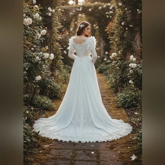 Vintage UNION MADE LACE BRIDAL SIZE 4-6 - Picture 2 of 16